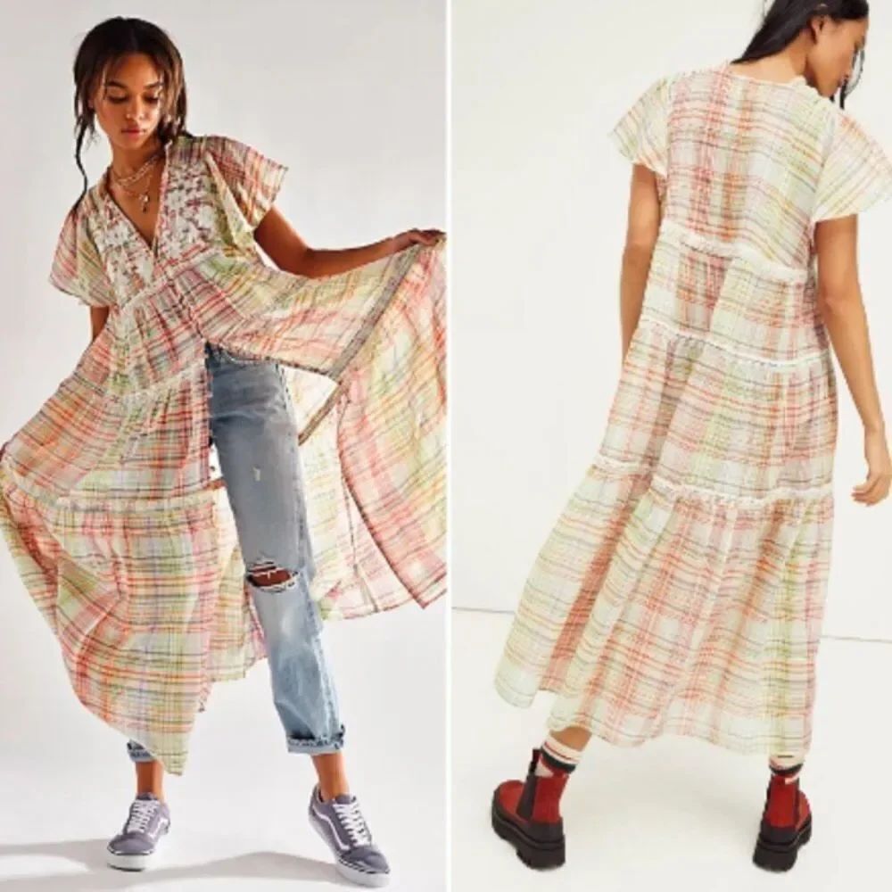 Free People Sally Plaid Maxi Top Dress